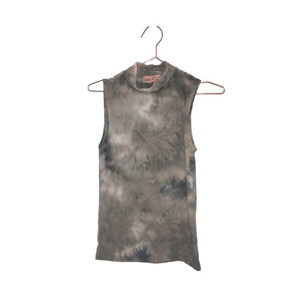 Willow & Root Tie-Dye mock neck tank top size medium color green - Picture 2 of 8